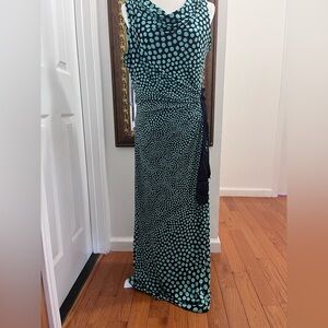 Taylor Green Ruched Wrap Maxi Dress